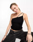 Weekday Ring asymmetric cami vest with ring detail in black M - фото #2