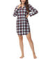 ფოტო #5 პროდუქტის Women's Long Sleeve Notch Collar Sleepshirt Nightgown