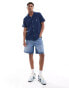 Фото #2 товара Polo Ralph Lauren icon logo pocket short sleeve lightweight cotton terry revere collar shirt in navy