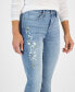 Фото #7 товара Petite Embroidered High-Rise Natural Straight Jeans, Created for Macy's