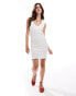 ASOS DESIGN shirred halter mini dress in white