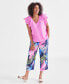 Фото #5 товара Women's 100% Linen Mallorca Palm Cropped Pants, Created for Macy's