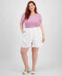 Фото #2 товара Trendy Plus Solid Linen-Blend Pleated Woven Shorts, Created for Macy's