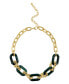 ფოტო #1 პროდუქტის Women's Gold-Tone Mixed Link and Green Tortoise Shell Adjustable Necklace
