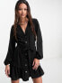 New Look button through mini smock dress in black