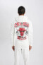 Фото #13 товара DeFactoFit Chicago Bulls Standart Fit Kapüşonlu Kalın Sweatshirt