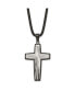 ფოტო #1 პროდუქტის Polished Black IP-plated Cross Pendant on a Box Chain Necklace