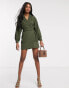 In The Style x Jac Jossa belted biker dress in khaki