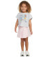 Фото #1 товара Little & Toddler Girls Short Sleeve Box Heather Top & Skort, 2 Piece Set