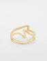 ASOS DESIGN Curve ring with cubic zirconia and squiggle design - GOLD