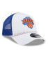 Men's White/Blue New York Knicks Court Sport Foam A-Frame 9FORTY Adjustable Trucker Hat