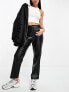 Mango cropped faux leather cigarette trousers in black 36 - фото #1