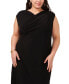 Фото #3 товара Plus Size Draped Cross-Neck Sleeveless Midi Dress