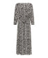 3/4 Sleeve A-Line Snake Print Midi Dress Черный, 10 - фото #2