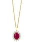 Фото #1 товара EFFY Collection eFFY® Ruby (1-7/8 ct. t.w.) & Diamond (1/3 ct. t.w.) Halo 18" Pendant Necklace in 14k Gold