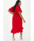 ფოტო #2 პროდუქტის Plus Size V-Neck Frill Hem Midi Dress