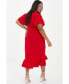 Plus Size V-Neck Frill Hem Midi Dress