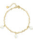 ფოტო #1 პროდუქტის EFFY® Freshwater Pearl (7mm) Dangle Heart Link Chain Bracelet in 14k Gold-Plated Sterling Silver