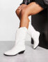 ASOS DESIGN Wide Fit Andi flat western knee boots in white