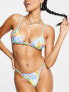 Фото #1 товара COLLUSION flower print beaded triangle bikini top co-ord in multi