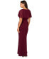 Women's Flutter-Sleeve Crepe Ruffled Gown