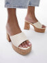 Topshop Isabelle platform cork heel mule in off white