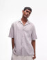 Topman short sleeve textured grid shirt in light grey