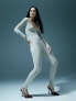 Фото #1 товара Murci knitted deep plunge scoop neck unitard in stone