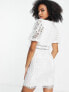 Фото #3 товара ASOS DESIGN lace mini tea dress with tie sleeve detail in white