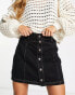 Topshop western button through denim skirt in washed black