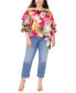 Фото #4 товара Women's Floral Off The Shoulder Bubble Sleeve Tie Front Blouse