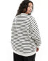 4th & Reckless Plus exclusive Paris logo sweatshirt in black and white stripe Разноцветный, 2XL - фото #6