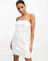 Фото #4 товара Pieces Bride To Be satin bandeau mini dress with bow back detail in white