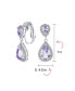 ფოტო #19 პროდუქტის Bridal Cubic Zirconia CZ Halo Dangle Teardrop Chandelier Clip On Earrings Silver Rose Gold Plated in Black Purple Blue Red Rose Pink Green Clear