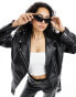 Фото #1 товара ASOS DESIGN longline oversized faux leather biker jacket in black