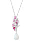 Фото #3 товара Macy's multi-Gemstone Cluster Drop 18" Pendant Necklace (1-1/2 ct. t.w.) in Sterling Silver