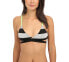 Фото #1 товара Hurley Womens Swimwear Tomboy Stripe Lined Wrap Black Gray Bikini Top Size S