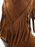 Glamorous knee tassel western boots in chestnut