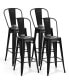 Set of 4 High Back Metal Stool 30'' Seat Bar Height