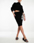 Фото #1 товара Mango knee length straight skirt in black