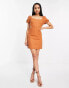 Parallel Lines puff sleeve cut out mini dress in terracotta Оранжевый, 34 - фото #2