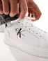 Фото #3 товара Calvin Klein Jeans cupsole laceup monogram logo trainers in white