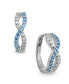 White and Blue Cubic Zirconia Infinity Huggie Hoop Earrings in Sterling Silver
