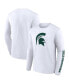 Фото #4 товара Men's White Michigan State Spartans Double Time 2-Hit Long Sleeve T-shirt
