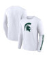 ფოტო #4 პროდუქტის Men's White Michigan State Spartans Double Time 2-Hit Long Sleeve T-shirt