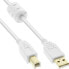 Фото #2 товара InLine USB 2.0 Cable Type A male / B male - gold plated - w/ferrite - white - 1m
