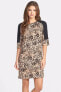 Фото #1 товара Maggy London Womens Animal Print Short Sleeve Shift Dress Multi-Color Size 2