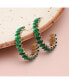 ფოტო #2 პროდუქტის Women's Green Embellished Hoop Earrings