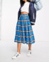 ASOS DESIGN pleated midi kilt skirt in blue check