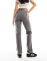 Фото #6 товара Monki mid waist straight leg jeans in grey wash